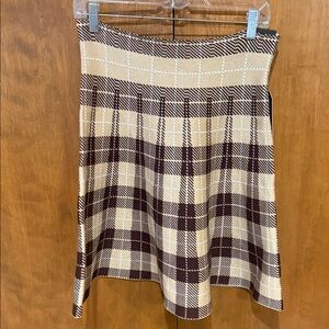 Elegant Checkered A-Line Skirt in Brown and Cream